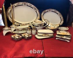 VINTAGE NEW Kutani Fine Porcelain China 116 Piece Dinnerware Service For 12