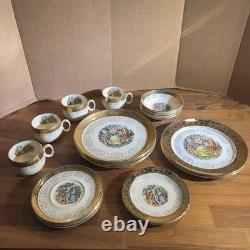 VINTAGE Sabin Crest-O-Gold (20 Pc) Dinnerware Set 22K Gold Trim FREE SHIP