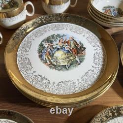 VINTAGE Sabin Crest-O-Gold (20 Pc) Dinnerware Set 22K Gold Trim FREE SHIP