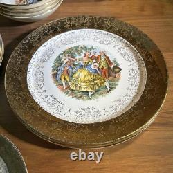 VINTAGE Sabin Crest-O-Gold (20 Pc) Dinnerware Set 22K Gold Trim FREE SHIP
