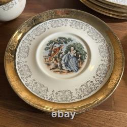 VINTAGE Sabin Crest-O-Gold (20 Pc) Dinnerware Set 22K Gold Trim FREE SHIP