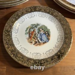 VINTAGE Sabin Crest-O-Gold (20 Pc) Dinnerware Set 22K Gold Trim FREE SHIP