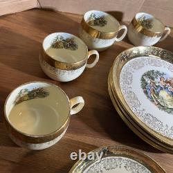 VINTAGE Sabin Crest-O-Gold (20 Pc) Dinnerware Set 22K Gold Trim FREE SHIP
