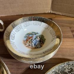 VINTAGE Sabin Crest-O-Gold (20 Pc) Dinnerware Set 22K Gold Trim FREE SHIP