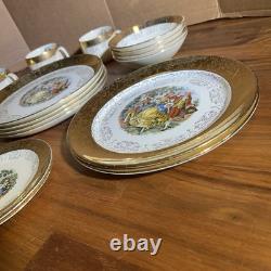 VINTAGE Sabin Crest-O-Gold (20 Pc) Dinnerware Set 22K Gold Trim FREE SHIP