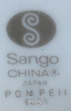 VINTAGE Sango China Dinnerware POMPEII #6205 White Diamonds on White 52-PC Set