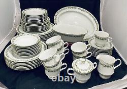 VINTAGE Sango Dinnerware Set Complete TIVOLI #3782 Blue Green Flowers 67-PC Set