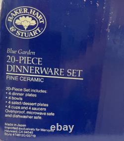 VTG Baker Hart Stuart Blue Garden Delft Ceramic Dinnerware Set 20 Pc Japan NEW