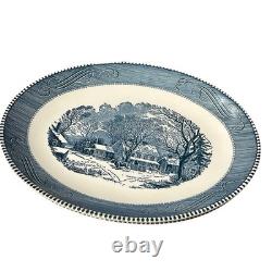VTG Currier & Ives Blue Dinnerware Royal China USA Scenic 12 Set, 92 Pc Cottage