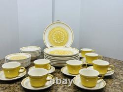 VTG Royal China Casablanca Cavalier Ironstone 37Pc Dinner Set Yellow White EC