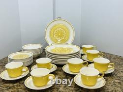 VTG Royal China Casablanca Cavalier Ironstone 37Pc Dinner Set Yellow White EC