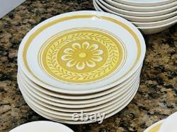 VTG Royal China Casablanca Cavalier Ironstone 37Pc Dinner Set Yellow White EC