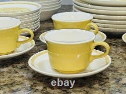 VTG Royal China Casablanca Cavalier Ironstone 37Pc Dinner Set Yellow White EC