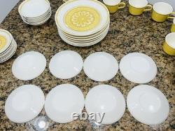 VTG Royal China Casablanca Cavalier Ironstone 37Pc Dinner Set Yellow White EC