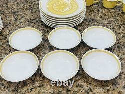 VTG Royal China Casablanca Cavalier Ironstone 37Pc Dinner Set Yellow White EC