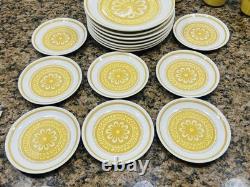 VTG Royal China Casablanca Cavalier Ironstone 37Pc Dinner Set Yellow White EC