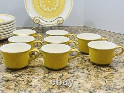 VTG Royal China Casablanca Cavalier Ironstone 37Pc Dinner Set Yellow White EC