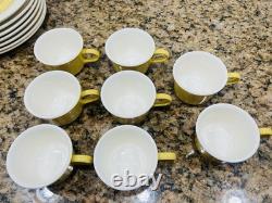 VTG Royal China Casablanca Cavalier Ironstone 37Pc Dinner Set Yellow White EC