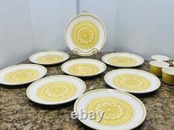 VTG Royal China Casablanca Cavalier Ironstone 37Pc Dinner Set Yellow White EC
