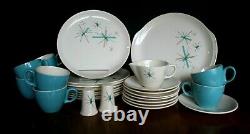 VTG SALEM Ovenproof Dinnerware SET NORTH STAR ATOMIC STARBURST Retro 8 SETTINGS