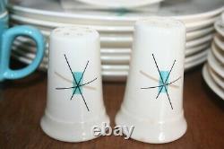 VTG SALEM Ovenproof Dinnerware SET NORTH STAR ATOMIC STARBURST Retro 8 SETTINGS