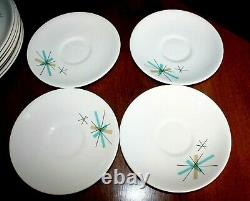 VTG SALEM Ovenproof Dinnerware SET NORTH STAR ATOMIC STARBURST Retro 8 SETTINGS