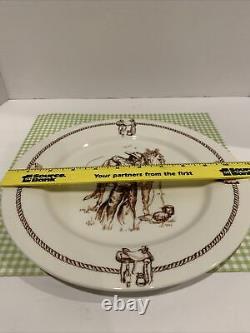 VTG TOTALLY TODAY Western Cowboy & Horse Dinnerware 12 Pieces Service for 4