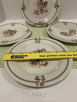 VTG TOTALLY TODAY Western Cowboy & Horse Dinnerware 12 Pieces Service for 4