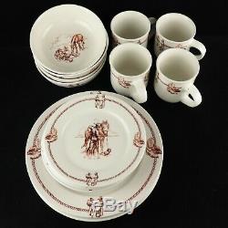 VTG TOTALLY TODAY Western Cowboy & Horse Dinnerware 16 Pieces Service for 4