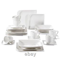 Vancasso Cloris 30-Piece Dinnerware Set Porcelain White Dinner Service Set for 6