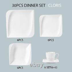 Vancasso Dinnerware Set Porcelain Dinner Plates Dish Service White Bowls Cups