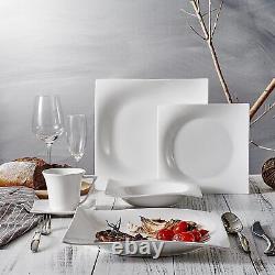 Vancasso Lolita 30 Pieces Dinnerware Set Cream White Glazed Porcelain Tableware