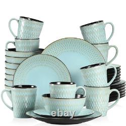 Vancasso PLUVO Embossed Dinnerware Set Stoneware 32 Pcs Dinner Service for 8