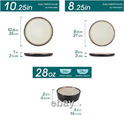 Vancasso Plates and Bowls Sets, 24 Pieces Stoneware Dinnerware Sets for 8, Kitch