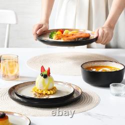 Vancasso Plates and Bowls Sets, 24 Pieces Stoneware Dinnerware Sets for 8, Kitch