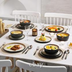 Vancasso Plates and Bowls Sets, 24 Pieces Stoneware Dinnerware Sets for 8, Kitch