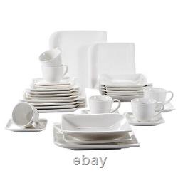 Vancasso Yolanda 30-Piece Dinnerware Set White Porcelain Tableware Dishes for 6