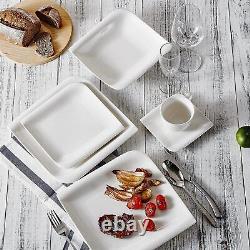 Vancasso Yolanda Porcelain Dinnerware Set White Dinner Service 30 Pcs Square