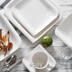 Vancasso Yolanda Porcelain Dinnerware Set White Dinner Service 30 Pcs Square