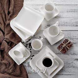 Vancasso Yolanda Porcelain Dinnerware Set White Dinner Service 30 Pcs Square