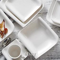 Vancasso Yolanda Porcelain Dinnerware Set White Dinner Service 30 Pcs Square