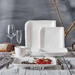 Vancasso Yolanda Porcelain Dinnerware Set White Dinner Service 30 Pcs Square