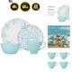Venice 16-Piece Stoneware Dinnerware Set, Service for 4, Aqua and White Color