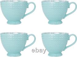 Venice 16-Piece Stoneware Dinnerware Set, Service for 4, Aqua and White Color