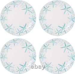 Venice 16piece Stoneware Dinnerware Set Service For 4 Aqua/white