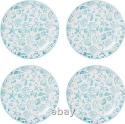 Venice 16piece Stoneware Dinnerware Set Service For 4 Aqua/white