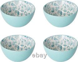 Venice 16piece Stoneware Dinnerware Set Service For 4 Aqua/white