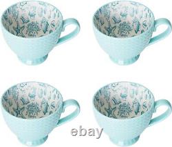 Venice 16piece Stoneware Dinnerware Set Service For 4 Aqua/white