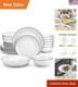 Versatile 24-Piece Modern White Dinnerware Set with Black Rim for All Occasions