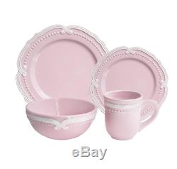 Victorian Dinnerware Set Pastel Pretty Dishes Round Plates Casual Dining Pink